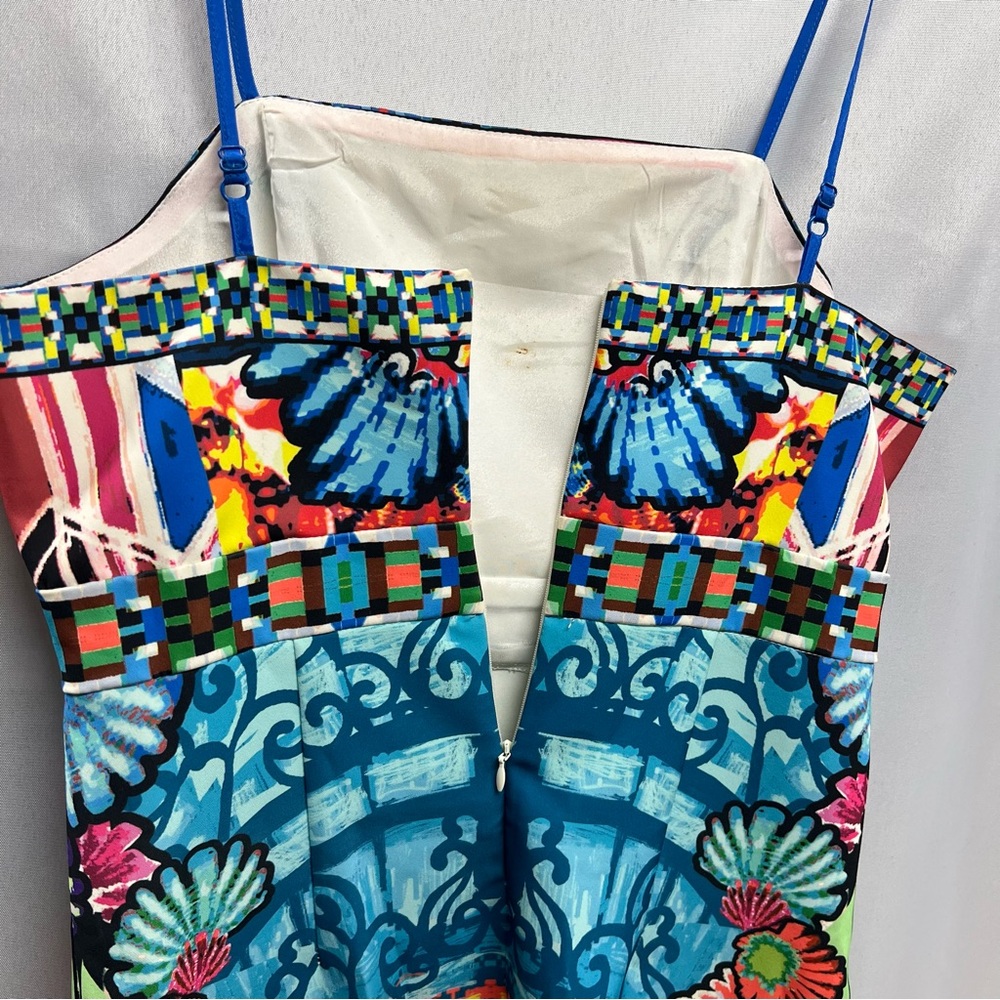 Anthro Champagne Strawberry Midi Dress Colorful Print Sheath Maximalist Large - Picture 3 of 6